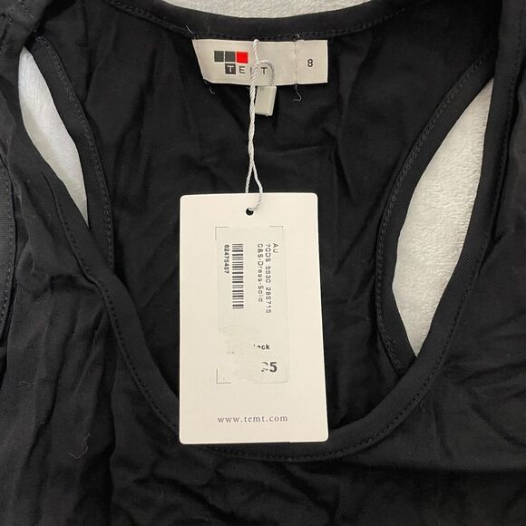 TEMT Dress Small Black Sleeveless U Neck Full Length Solid Rayon Stretch NEW - Picture 3 of 6